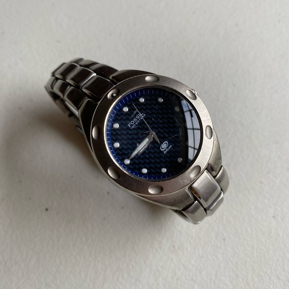 COPY - Fossil BLUE Men Watch Silver Round Blue Dial Silver Bracelet AM 3288 - Picture 2 of 8